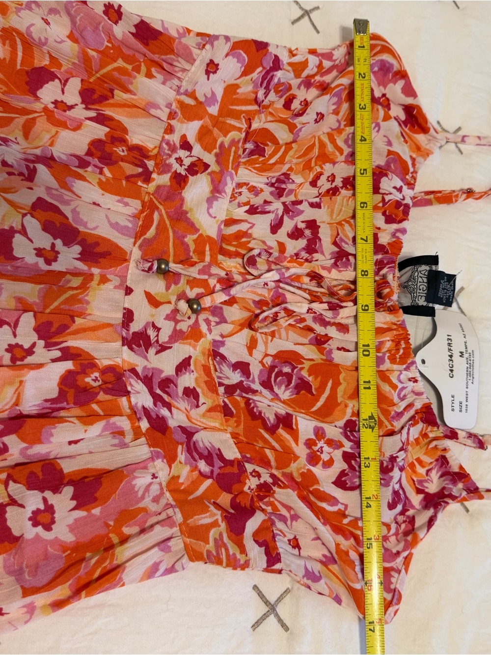 Angie Pink Orange Floral Smocked Mini Sundress NWT - Picture 10 of 14